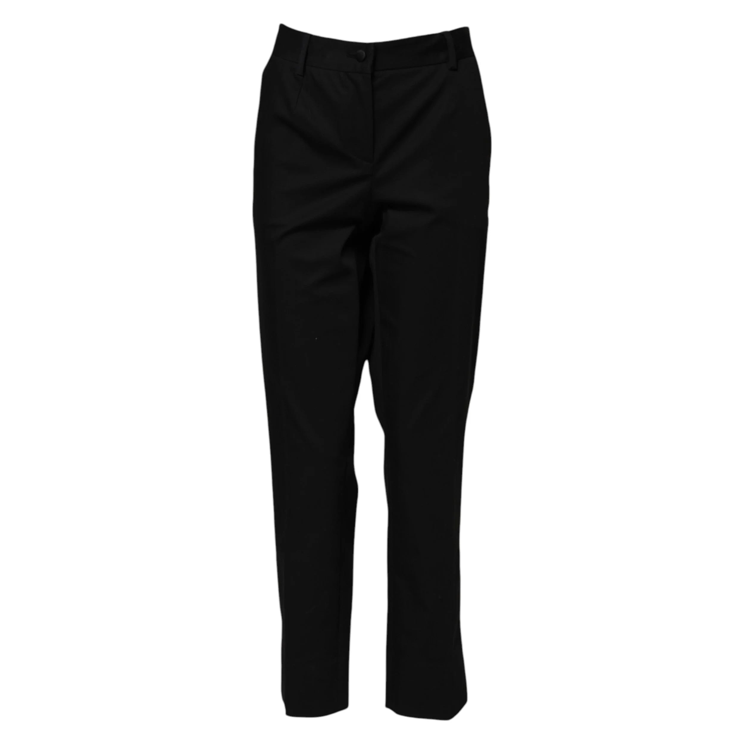 Dolce & Gabbana Black Cotton High Waist Formal Pants - IT44 | L - Trousers