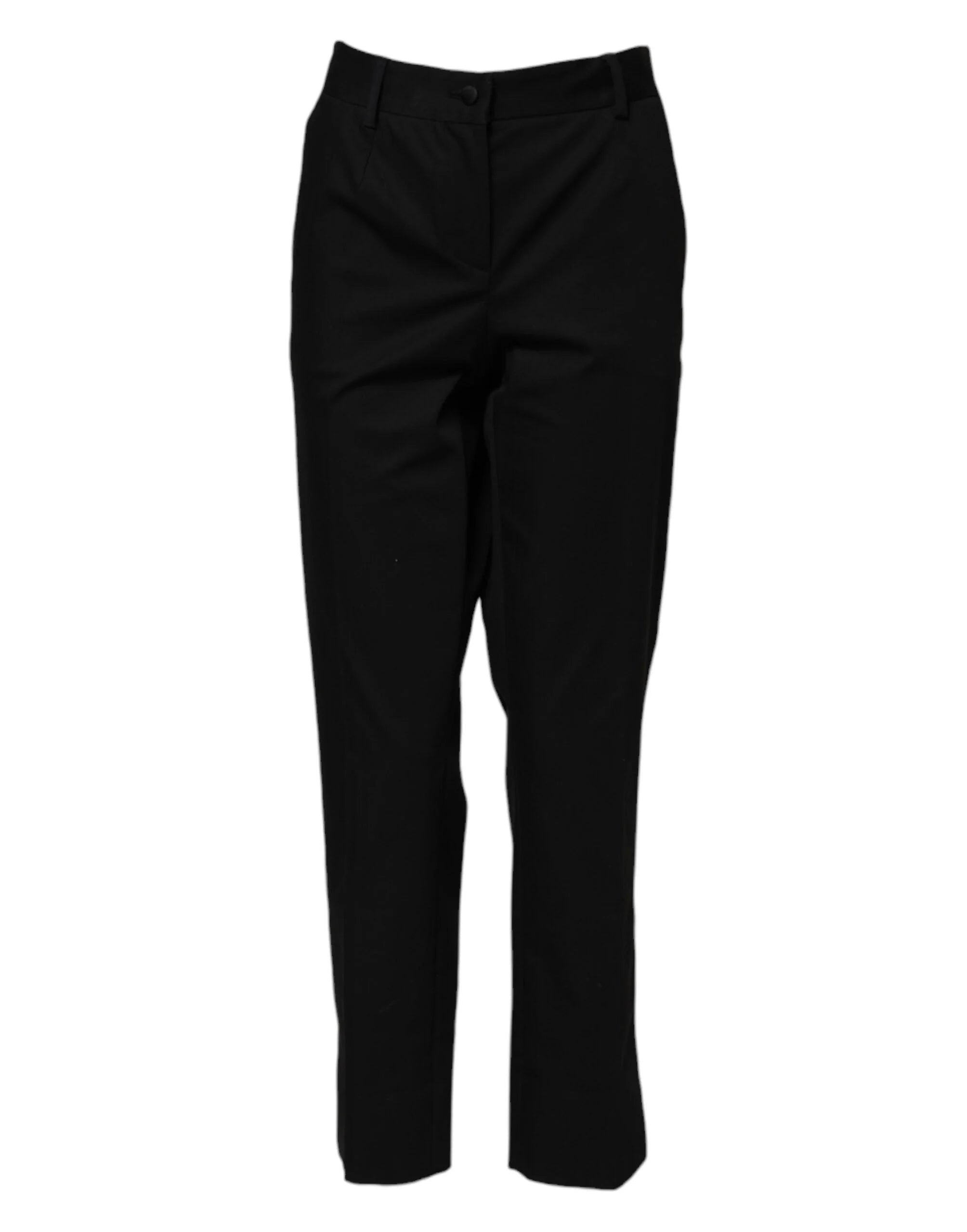 Dolce & Gabbana Black Cotton High Waist Formal Pants - IT44 | L - Trousers