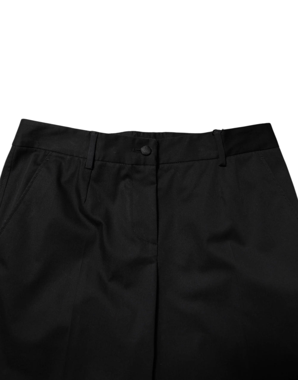 Dolce & Gabbana Black Cotton High Waist Formal Pants - IT44 | L - Trousers
