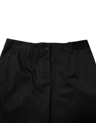 Dolce & Gabbana Black Cotton High Waist Formal Pants - IT44 | L - Trousers