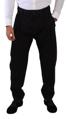 Dolce & Gabbana Black Cotton High Waist Men Trouser Dress Pants - IT48 | M - Chinos