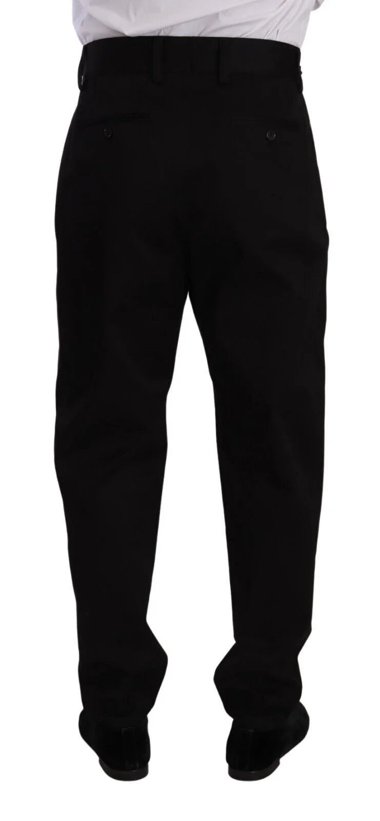Dolce & Gabbana Black Cotton High Waist Men Trouser Dress Pants - IT48 | M - Chinos