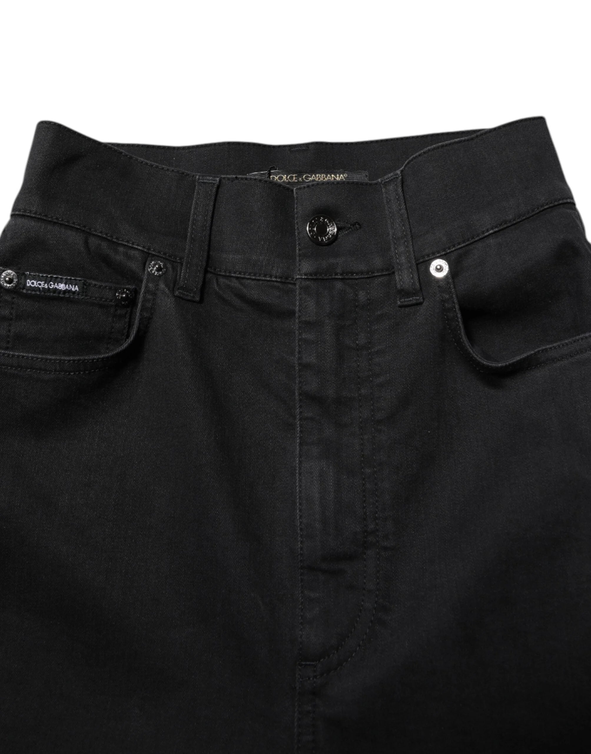 Dolce & Gabbana Black Cotton High Waist Skinny Denim Jeans - IT40|S