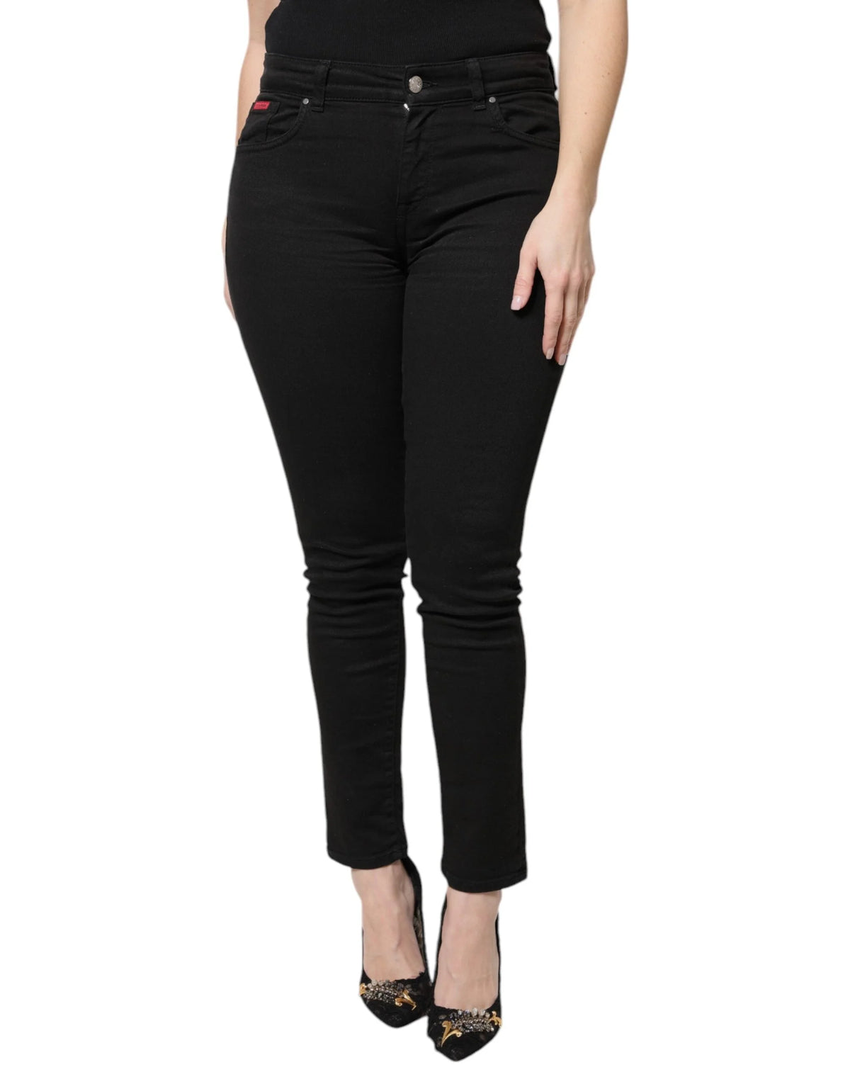 Dolce & Gabbana Black Cotton High Waist Skinny Denim Jeans - IT42|M