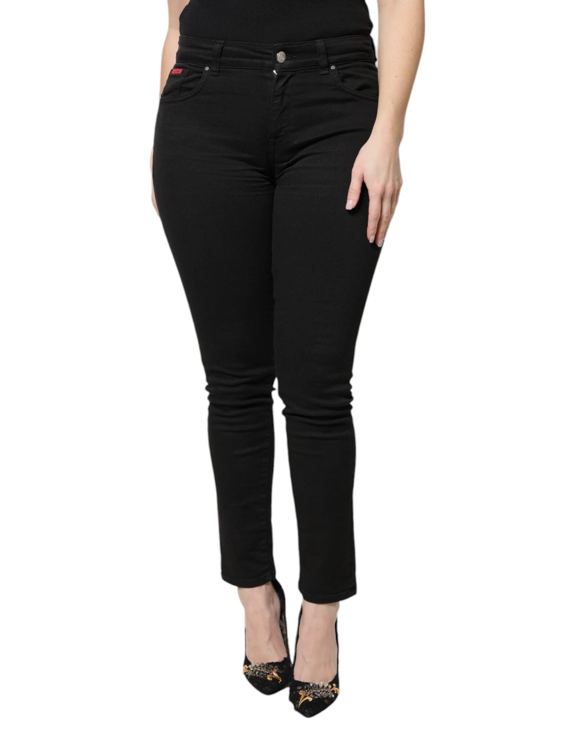 Dolce & Gabbana Black Cotton High Waist Skinny Denim Jeans - IT42|M