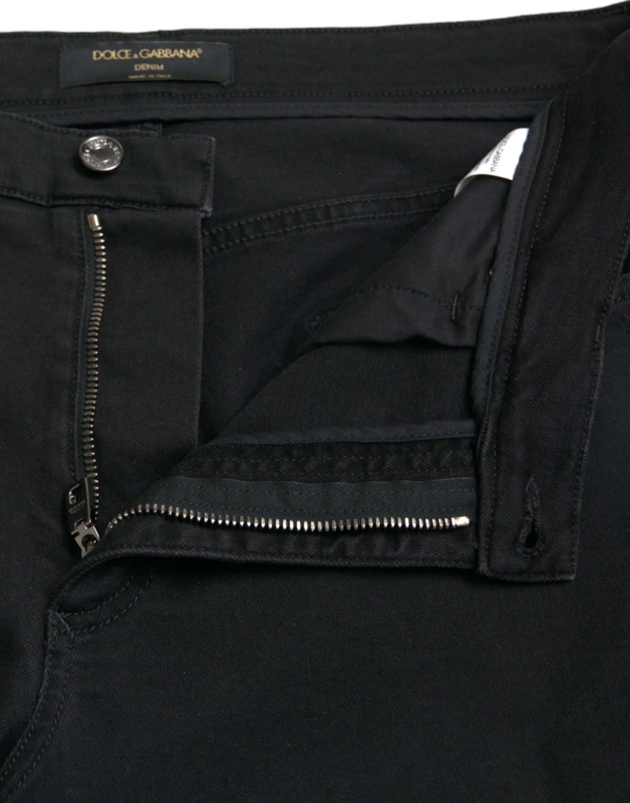 Dolce & Gabbana Black Cotton High Waist Tattered Denim Jeans - IT40|S