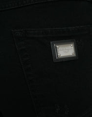 Dolce & Gabbana Black Cotton High Waist Tattered Denim Jeans - IT40|S