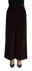 Dolce & Gabbana Black Cotton High Waist Trouser Wide Leg Pants - IT40|S - Trousers