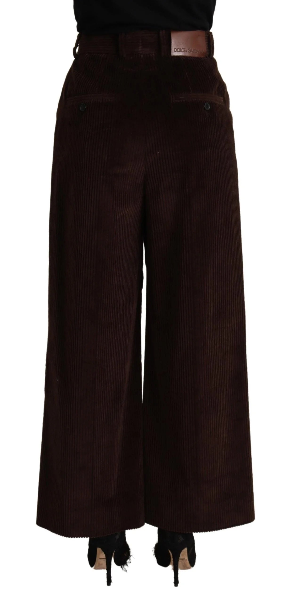 Dolce & Gabbana Black Cotton High Waist Trouser Wide Leg Pants - IT40|S - Trousers