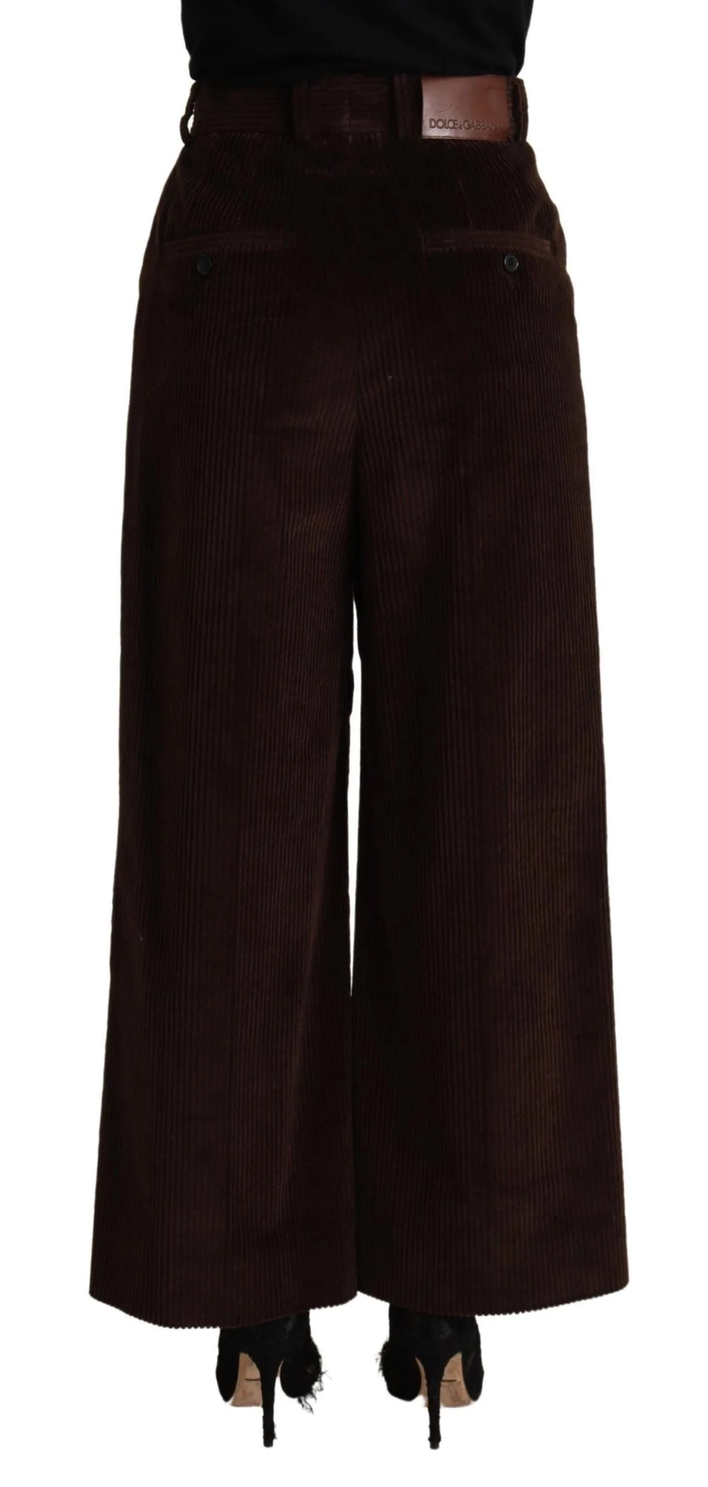 Dolce & Gabbana Black Cotton High Waist Trouser Wide Leg Pants - IT40|S - Trousers