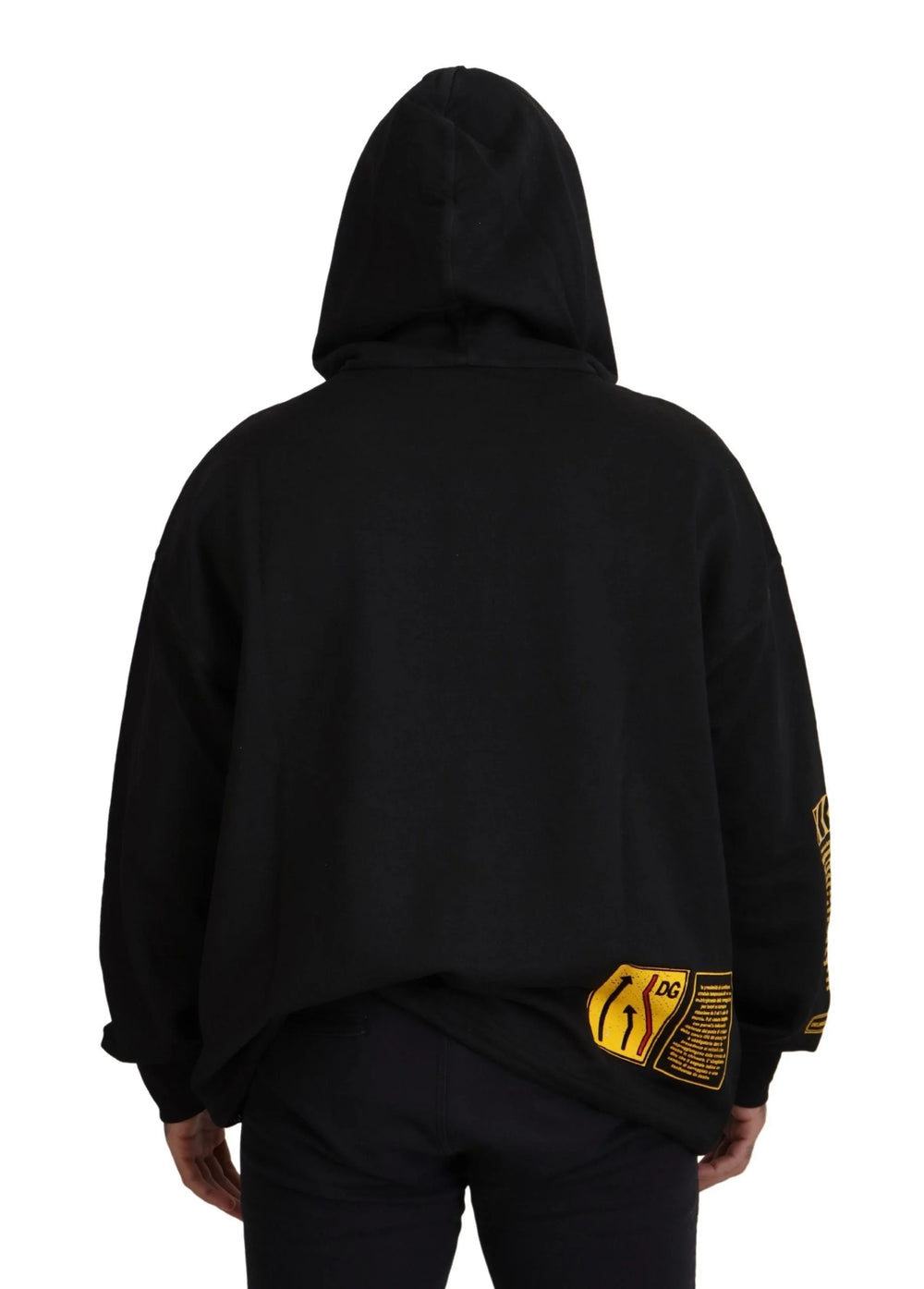 Dolce & Gabbana Black Cotton Hooded DG Shield Pullover Sweater - Hoodies