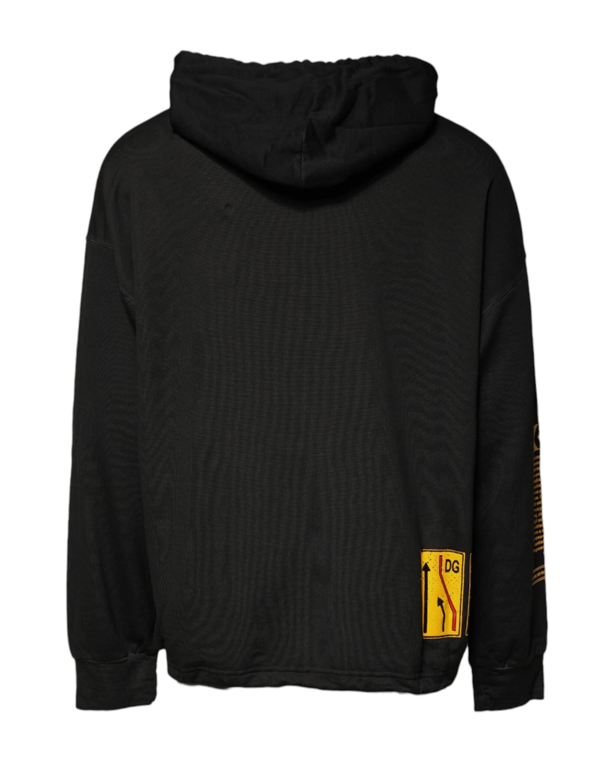 Dolce & Gabbana Black Cotton Hooded DG Shield Pullover Sweater - Hoodies