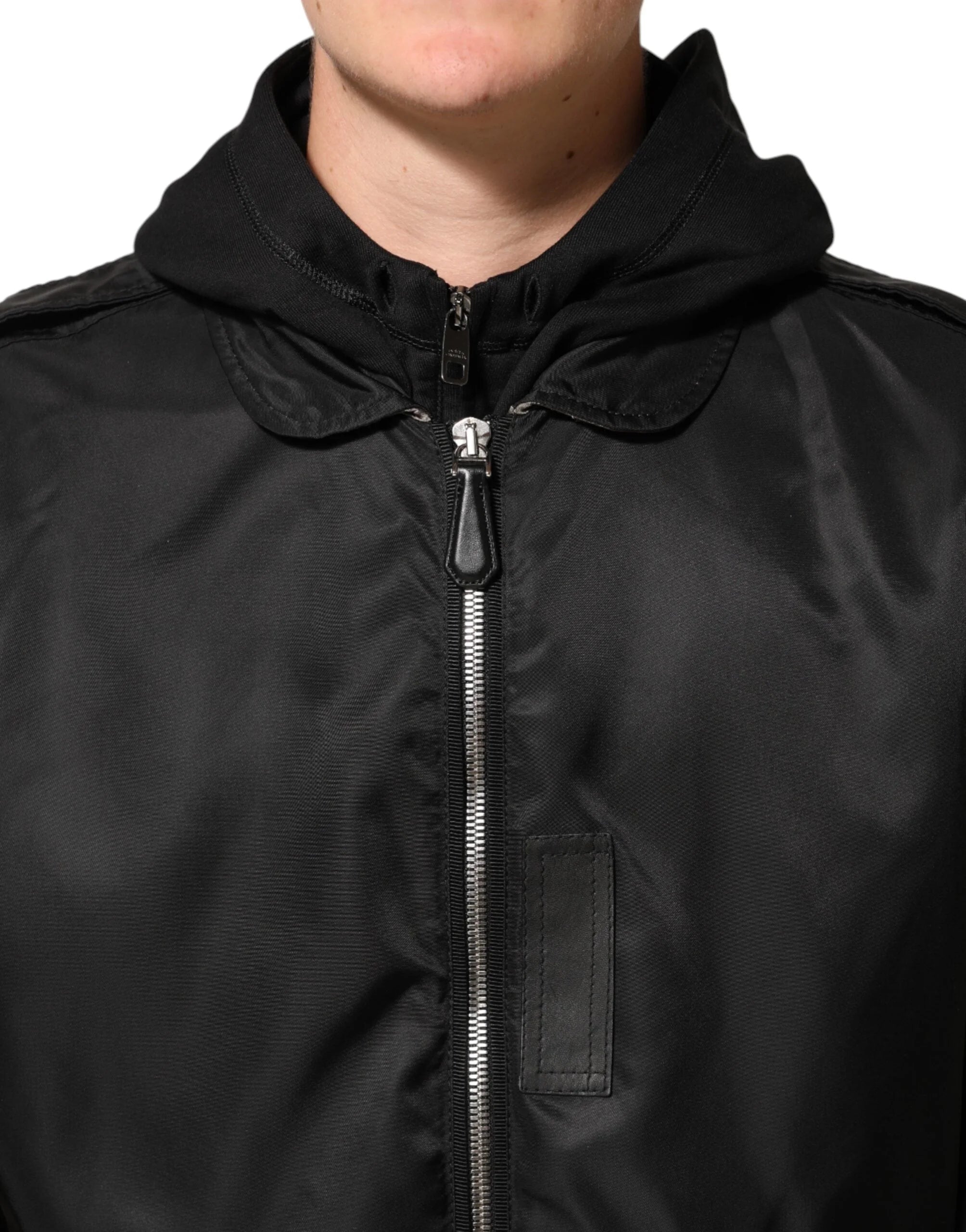 Dolce & Gabbana Black Cotton Hooded Full Zip Bomber Jacket - IT52 | XL - Bomber Jackets