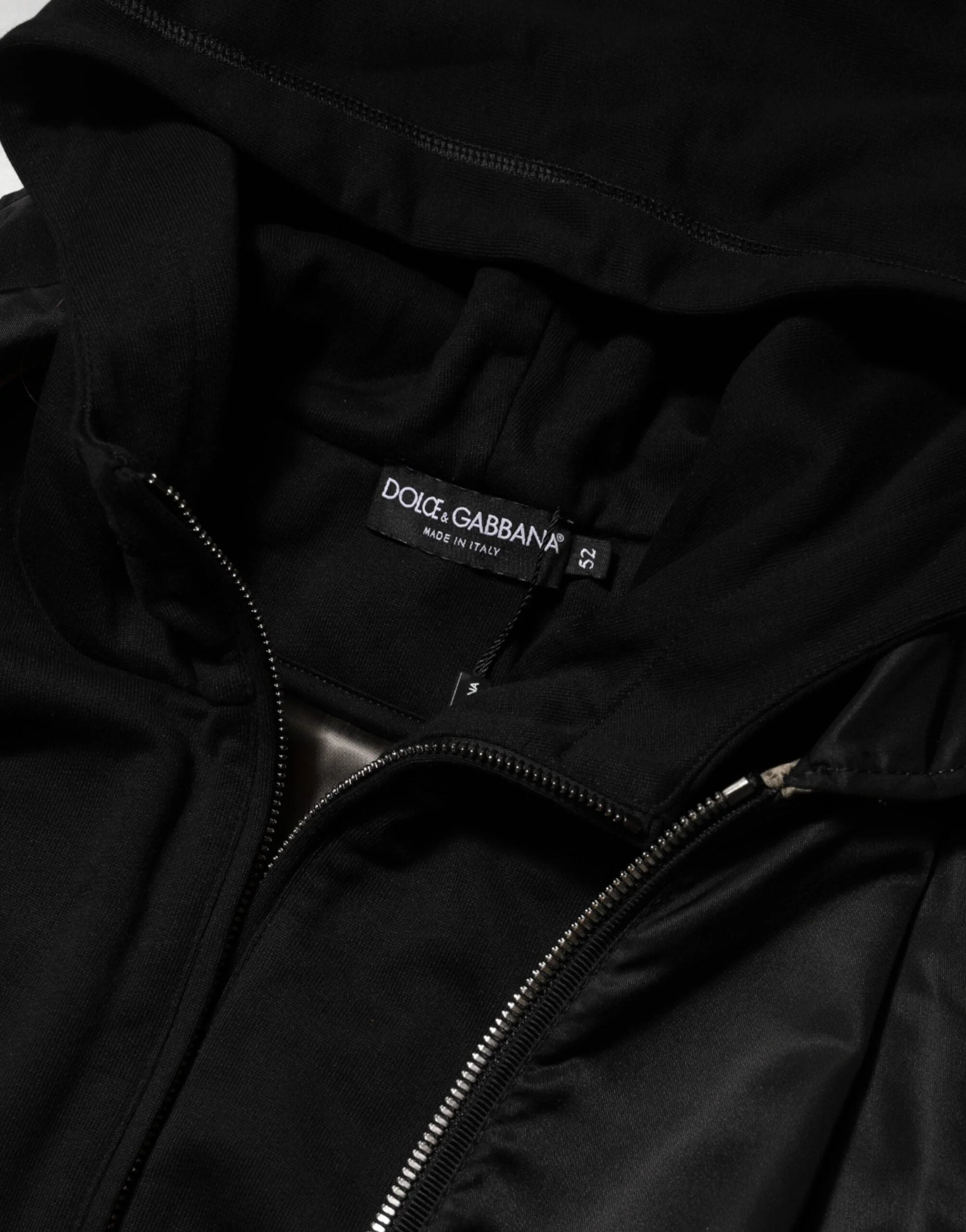 Dolce & Gabbana Black Cotton Hooded Full Zip Bomber Jacket - IT52 | XL - Bomber Jackets