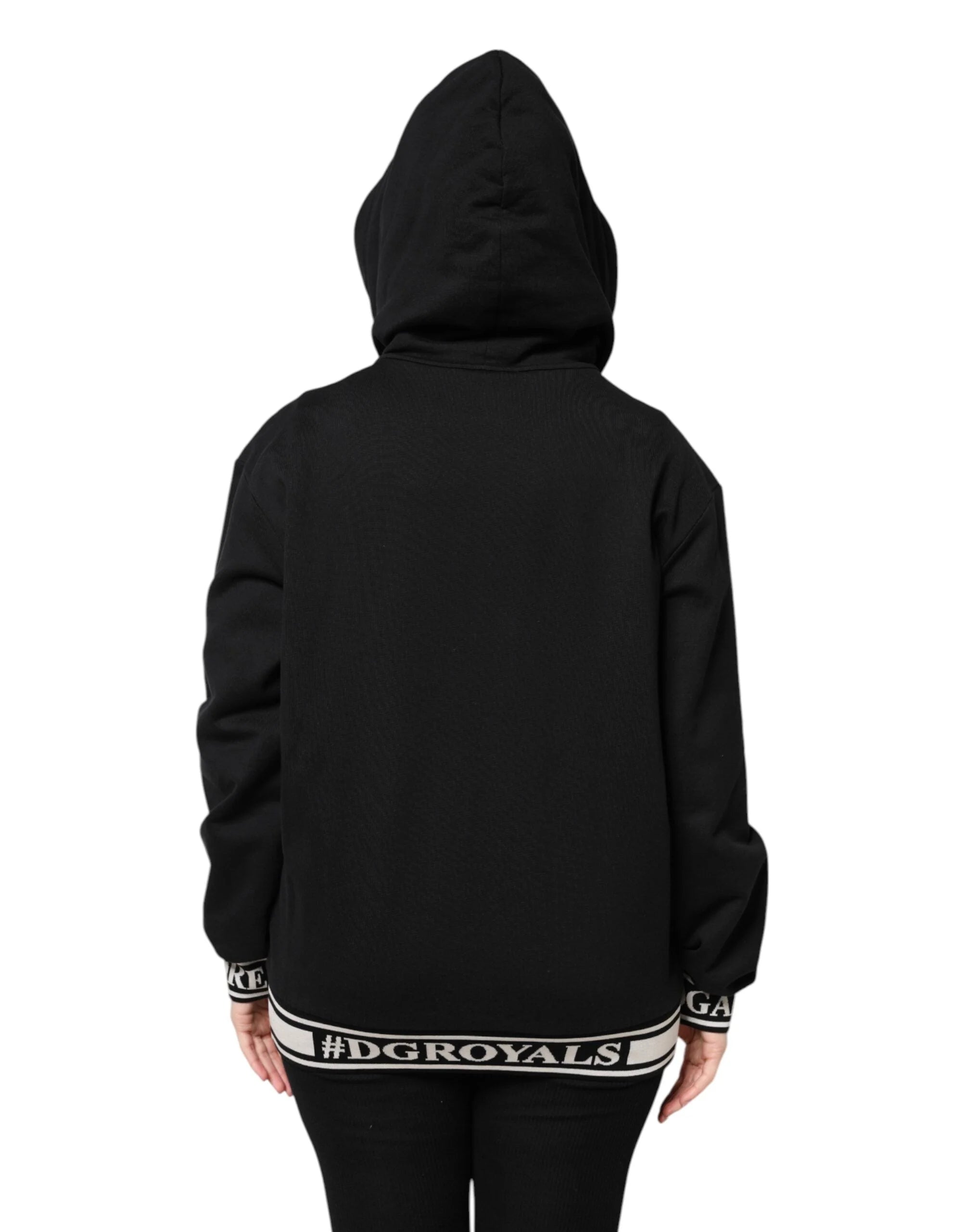 Dolce & Gabbana Black Cotton Hooded Full Zip Sweatshirt Sweater - IT40|S - Hoodies