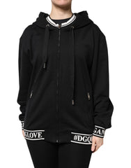 Dolce & Gabbana Black Cotton Hooded Full Zip Sweatshirt Sweater - IT40|S - Hoodies