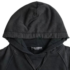 Dolce & Gabbana Black Cotton Hooded Short Sleeves Cropped T-shirt - IT48 | M - Hoodies