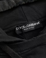Dolce & Gabbana Black Cotton Hooded Short Sleeves Cropped T-shirt - IT48 | M - Hoodies