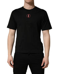 Dolce & Gabbana Black Cotton Jersey Logo Patch Crew Neck T-shirt - IT44 | XS