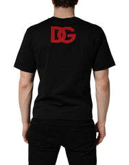 Dolce & Gabbana Black Cotton Jersey Logo Patch Crew Neck T-shirt - IT44 | XS