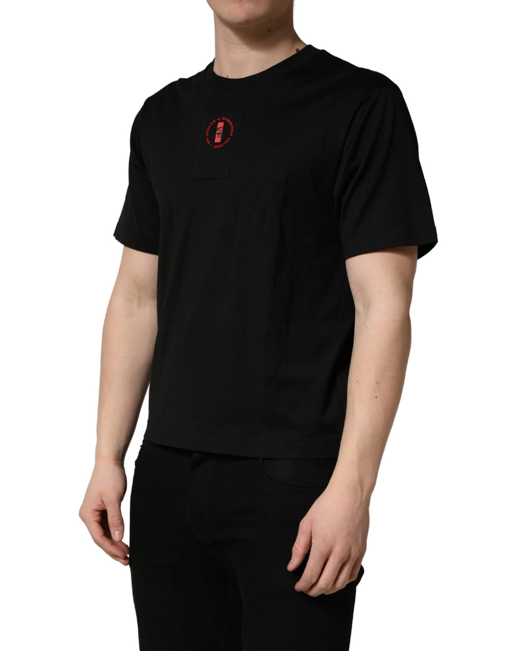 Dolce & Gabbana Black Cotton Jersey Logo Patch Crew Neck T-shirt - IT44 | XS