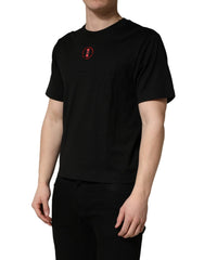 Dolce & Gabbana Black Cotton Jersey Logo Patch Crew Neck T-shirt - IT44 | XS