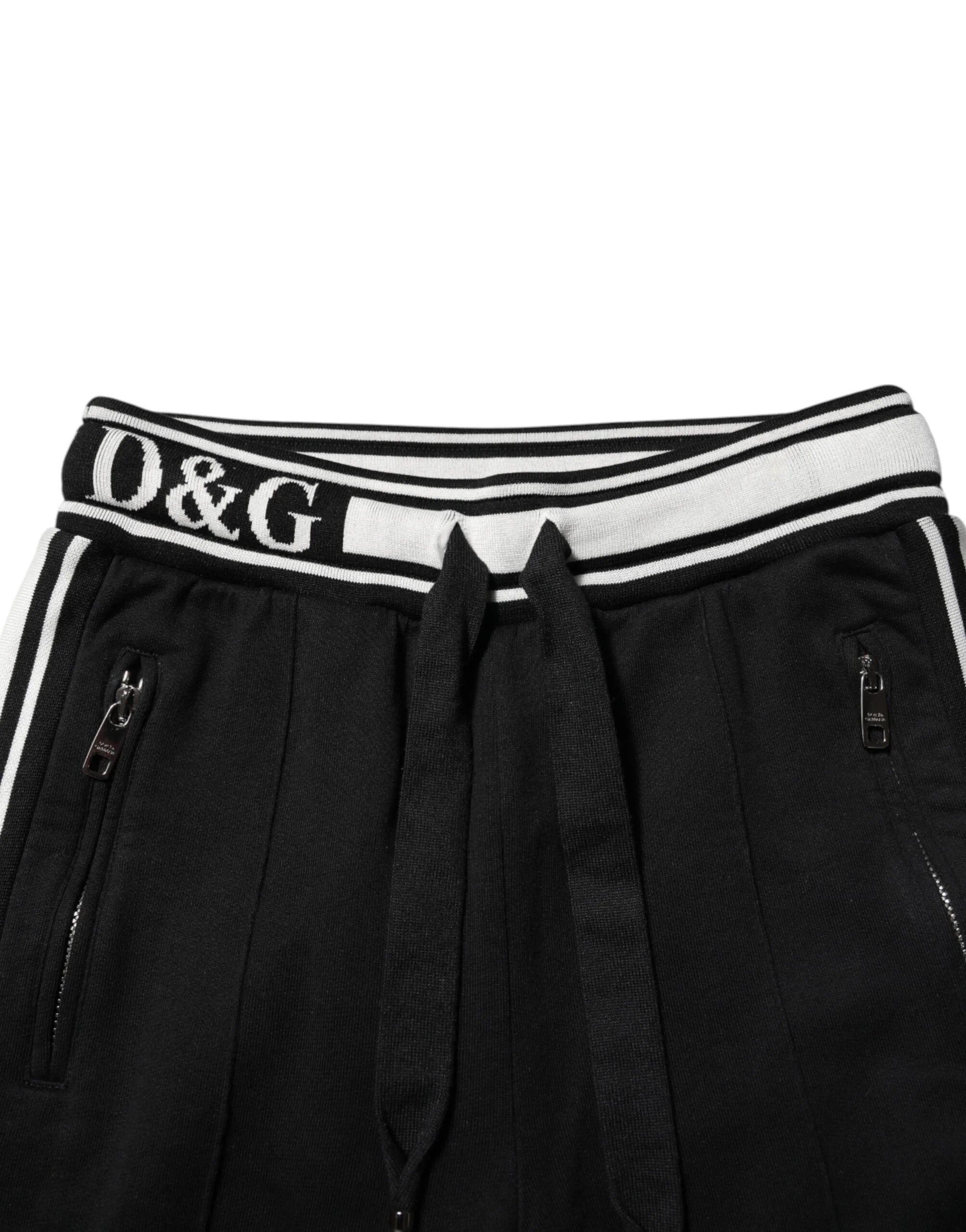 Dolce & Gabbana Black Cotton Jogger Logo Waist Pants - IT38 | XS - Joggers