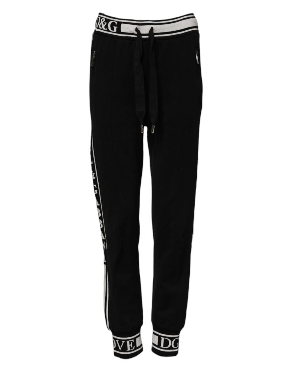 Dolce & Gabbana Black Cotton Jogger Logo Waist Pants - IT38 | XS - Joggers