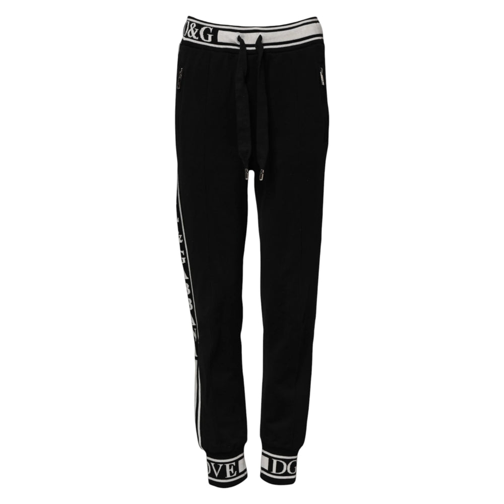 Dolce & Gabbana Black Cotton Jogger Logo Waist Pants - IT38 | XS - Joggers