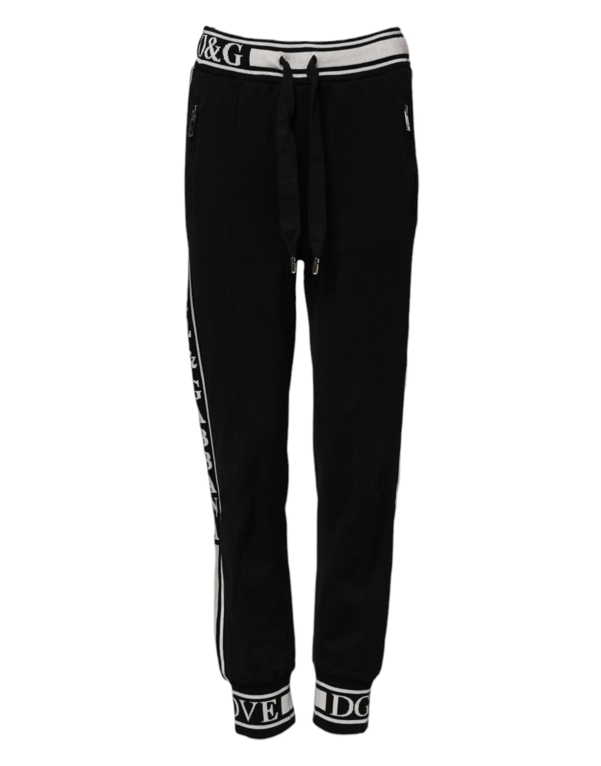 Dolce & Gabbana Black Cotton Jogger Logo Waist Pants - IT38 | XS - Joggers