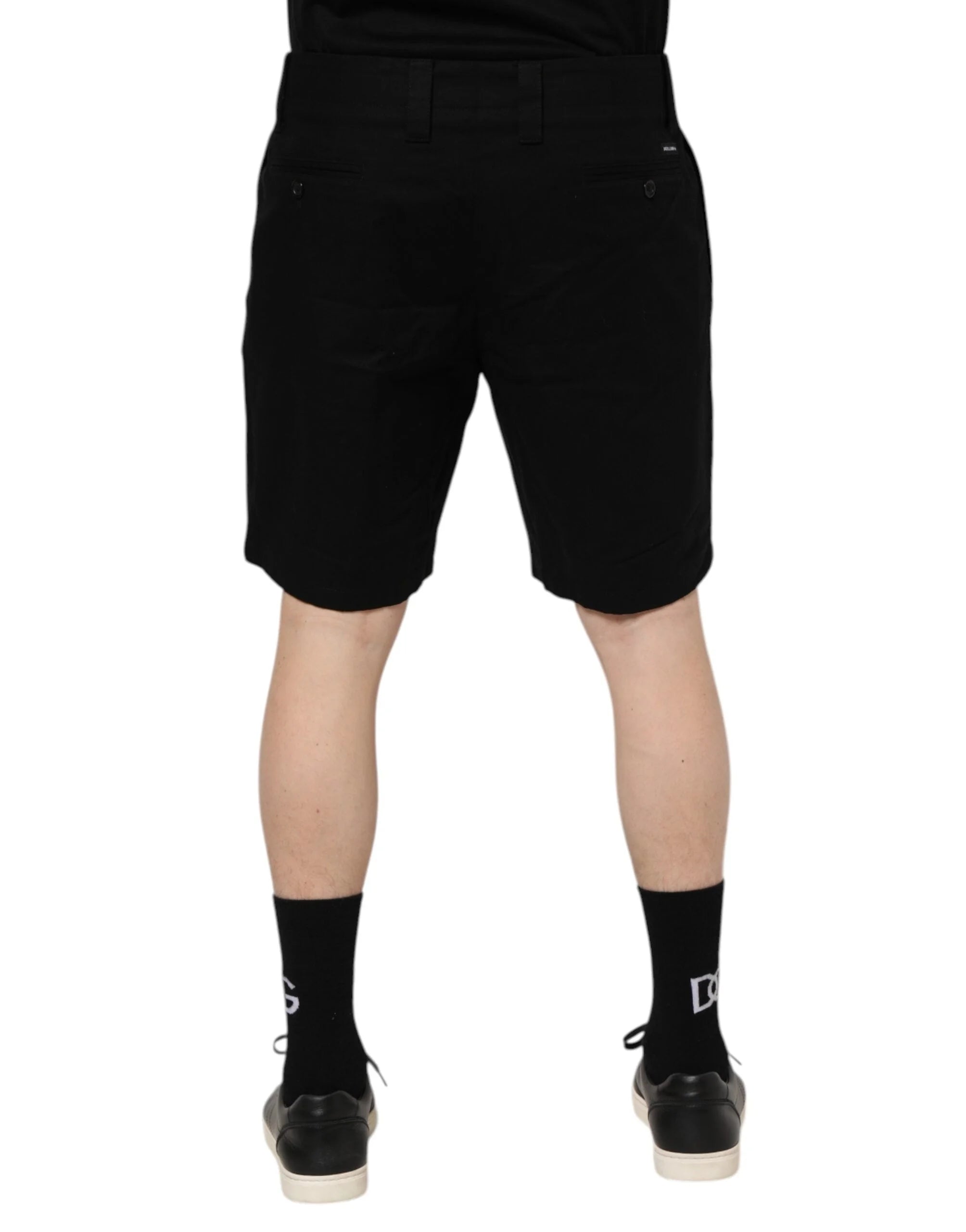 Dolce & Gabbana Black Cotton Knee Length Men Bermuda Shorts - Bermudas