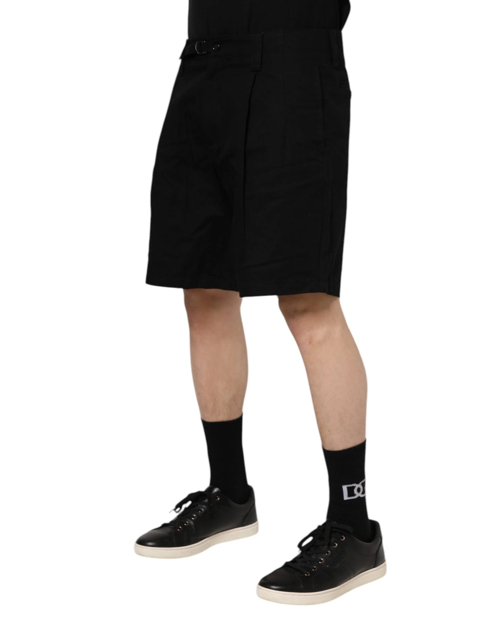 Dolce & Gabbana Black Cotton Knee Length Men Bermuda Shorts - Bermudas