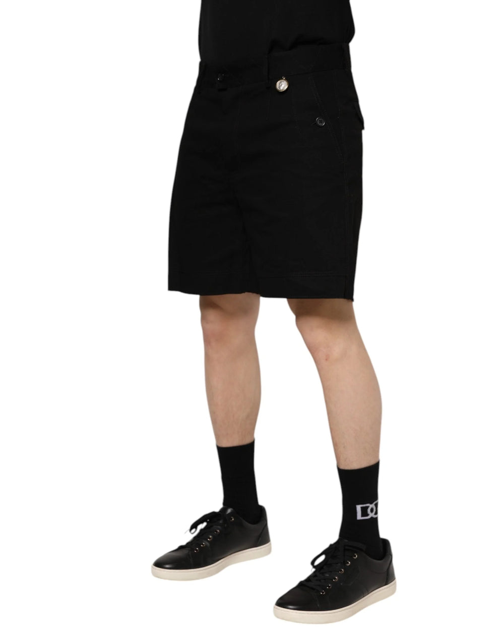 Dolce & Gabbana Black Cotton Knee Length Men Bermuda Shorts - IT48 | M - Bermudas