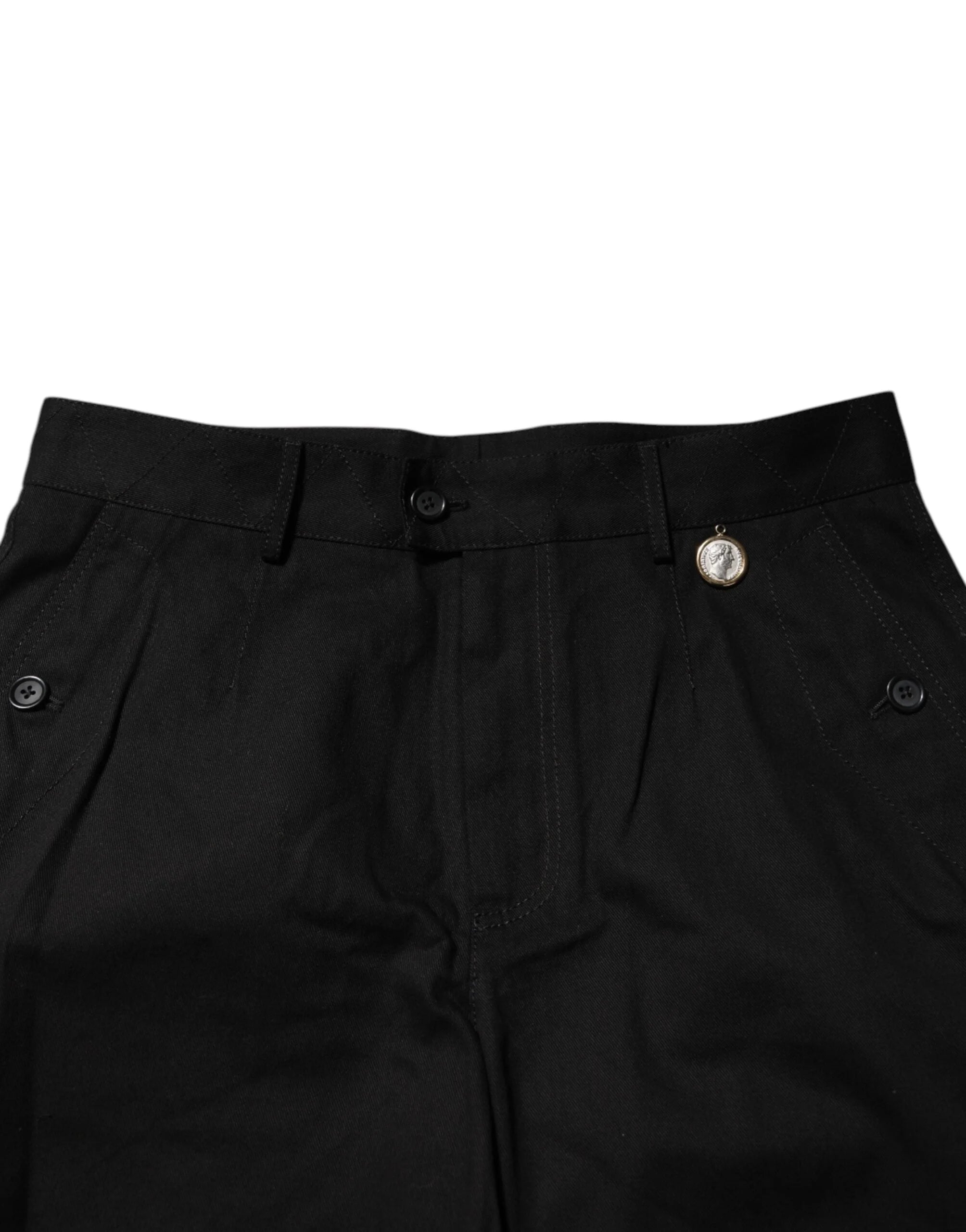 Dolce & Gabbana Black Cotton Knee Length Men Bermuda Shorts - IT48 | M - Bermudas