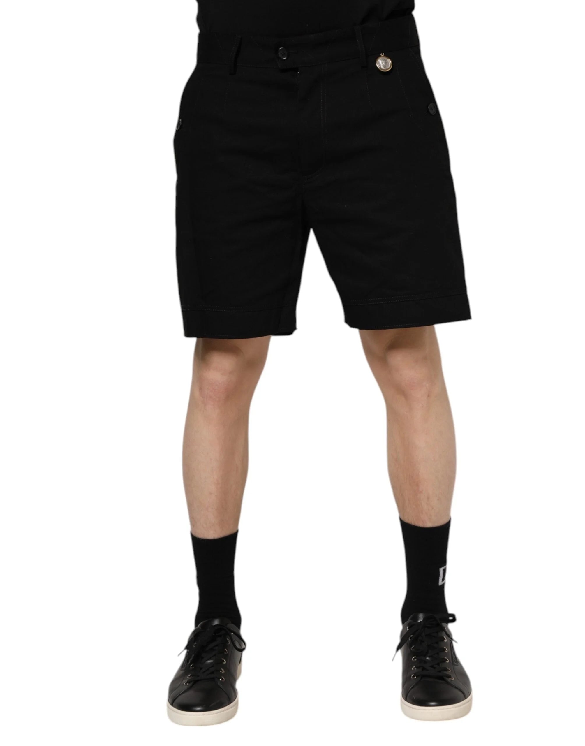 Dolce & Gabbana Black Cotton Knee Length Men Bermuda Shorts - IT48 | M - Bermudas