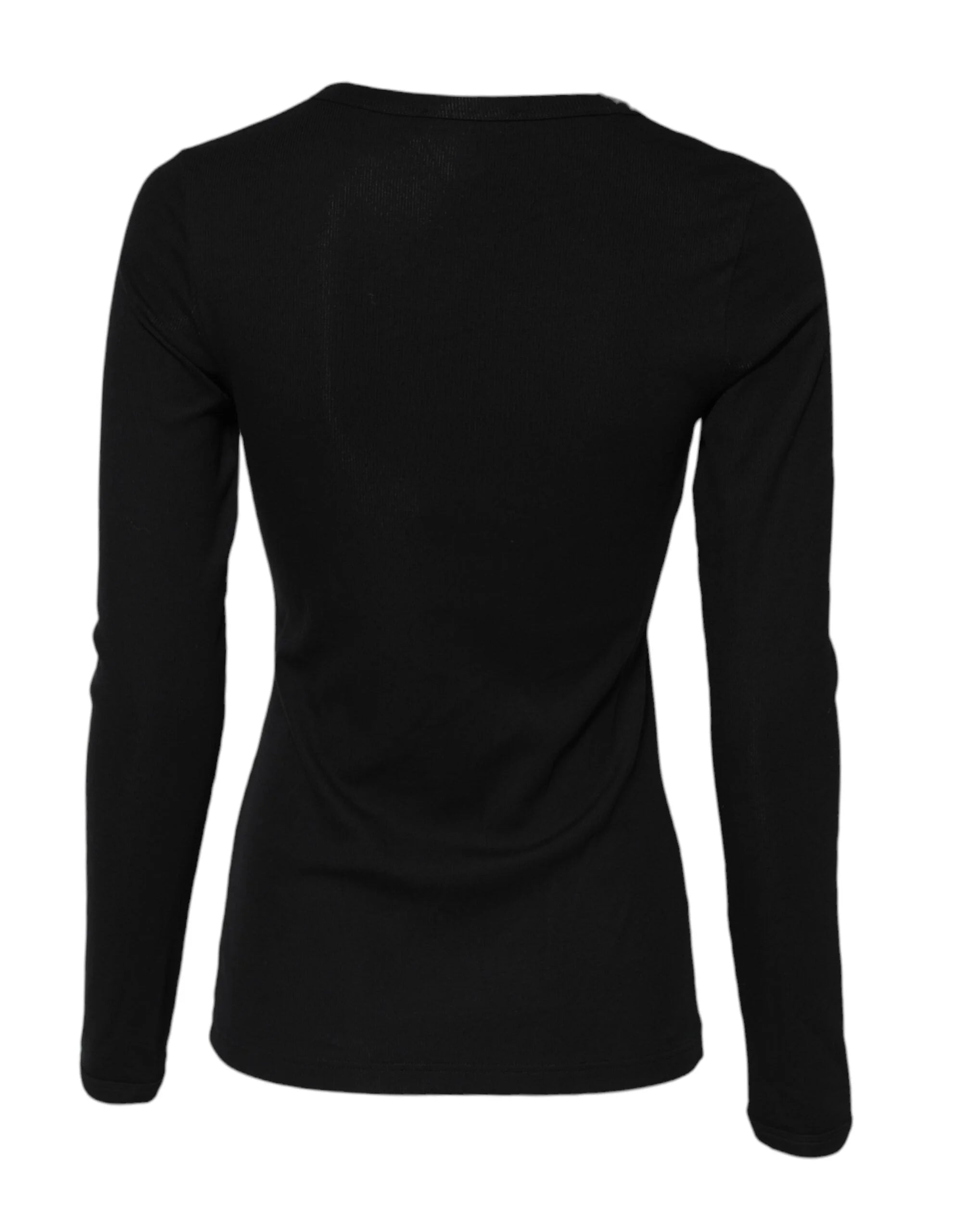 Dolce & Gabbana Black Cotton Knit Round Neck Long Sleeves T-shirt - IT2 | S - T-Shirts