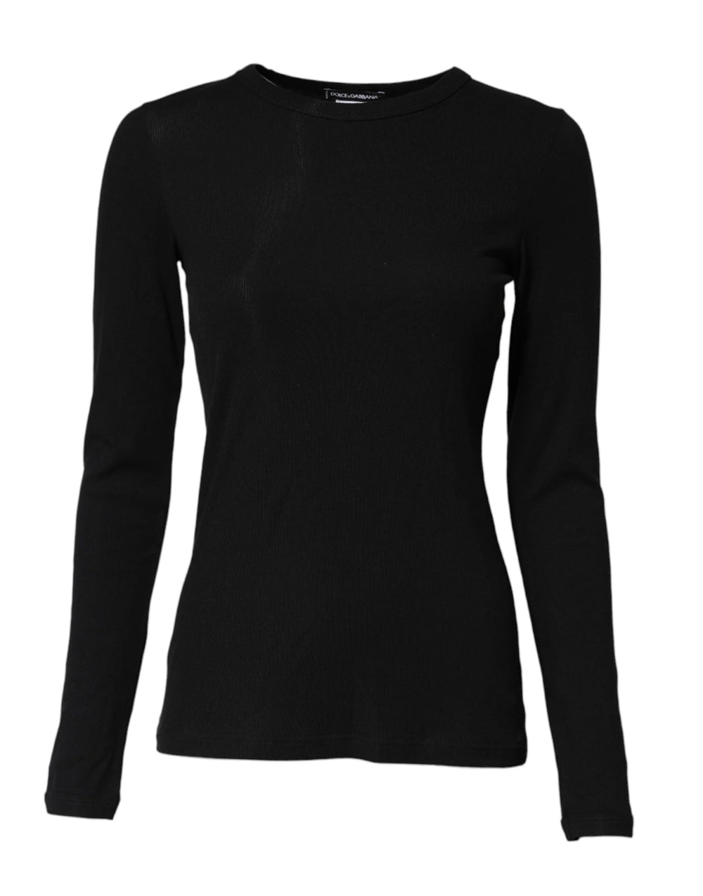 Dolce & Gabbana Black Cotton Knit Round Neck Long Sleeves T-shirt - IT2 | S - T-Shirts