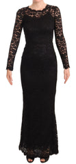 Dolce & Gabbana Black Cotton Lace Mermaid Long Sleeves Dress - IT38|XS - Dresses