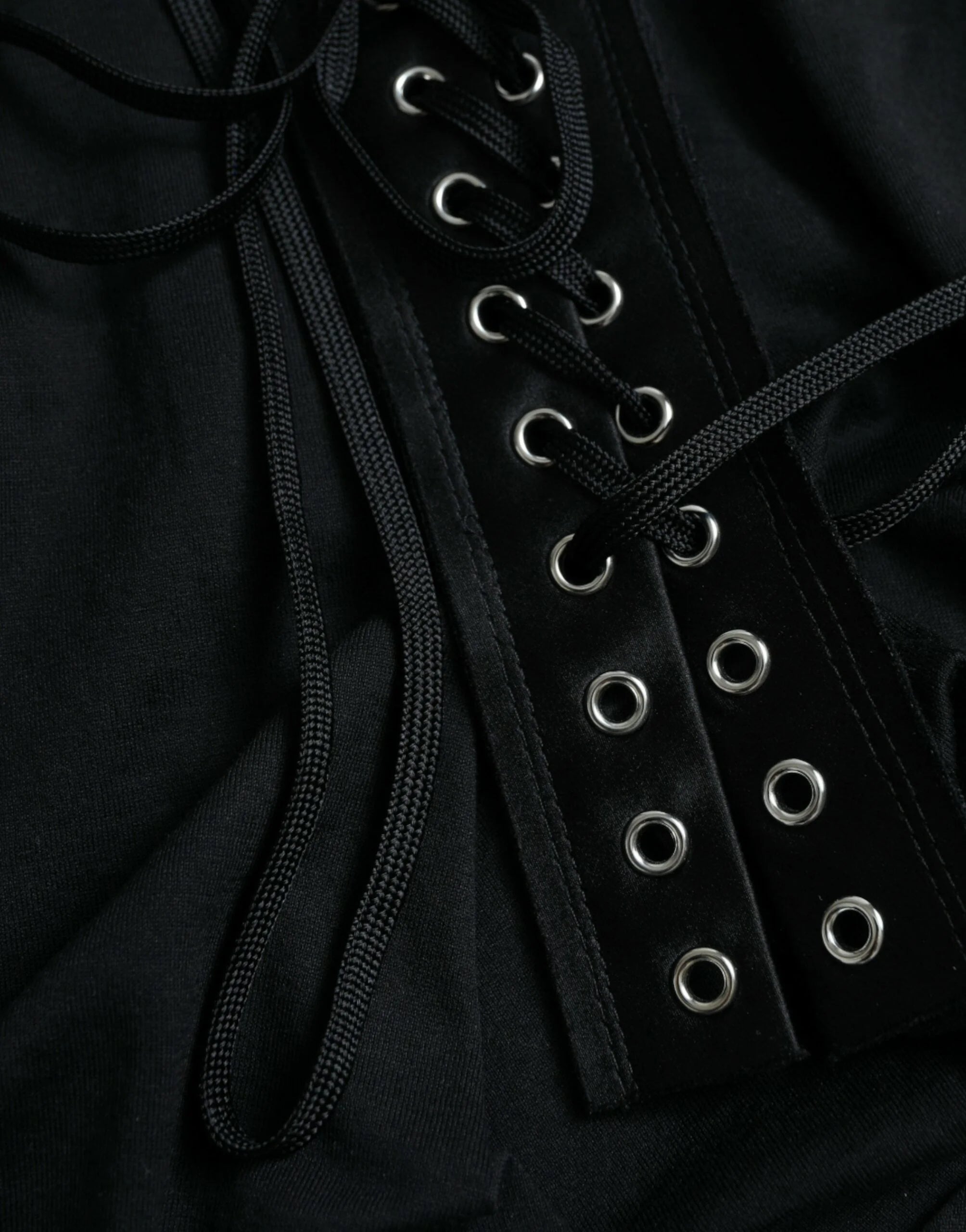 Dolce & Gabbana Black Cotton Lace Up Logo Round Neck Tank Top - IT42|M - Tank Tops