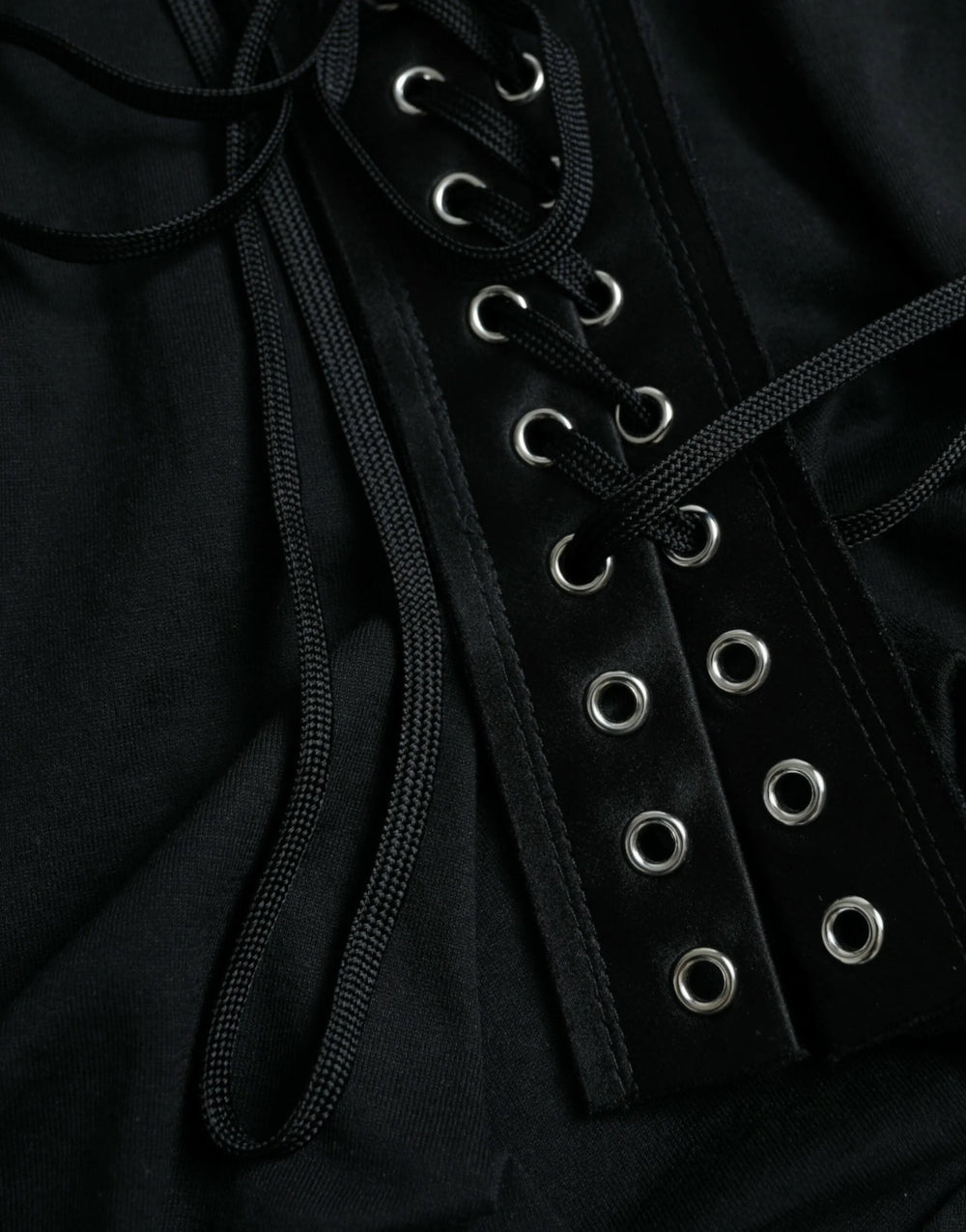 Dolce & Gabbana Black Cotton Lace Up Logo Round Neck Tank Top - IT42|M - Tank Tops