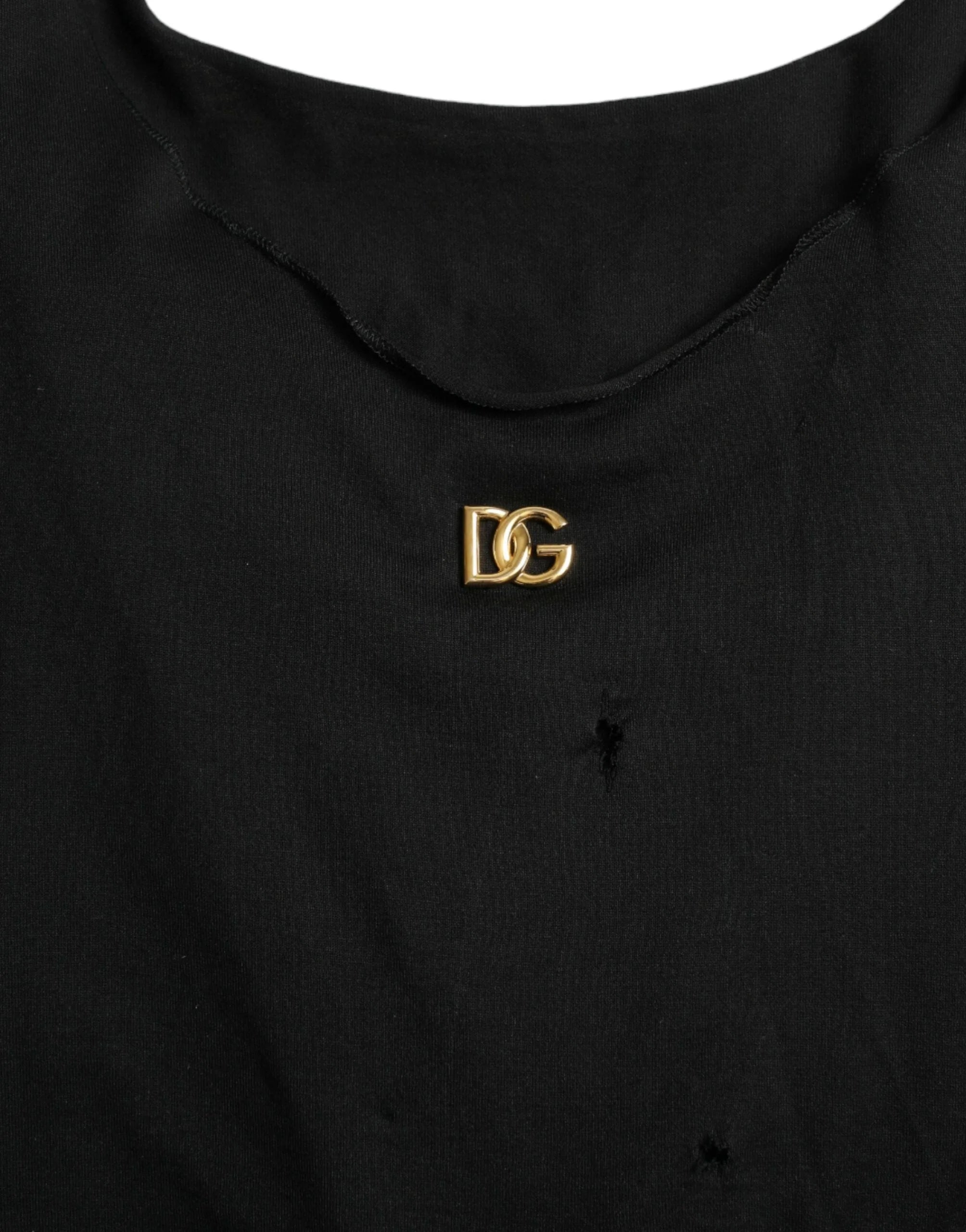 Dolce & Gabbana Black Cotton Lace Up Logo Round Neck Tank Top - IT42|M - Tank Tops