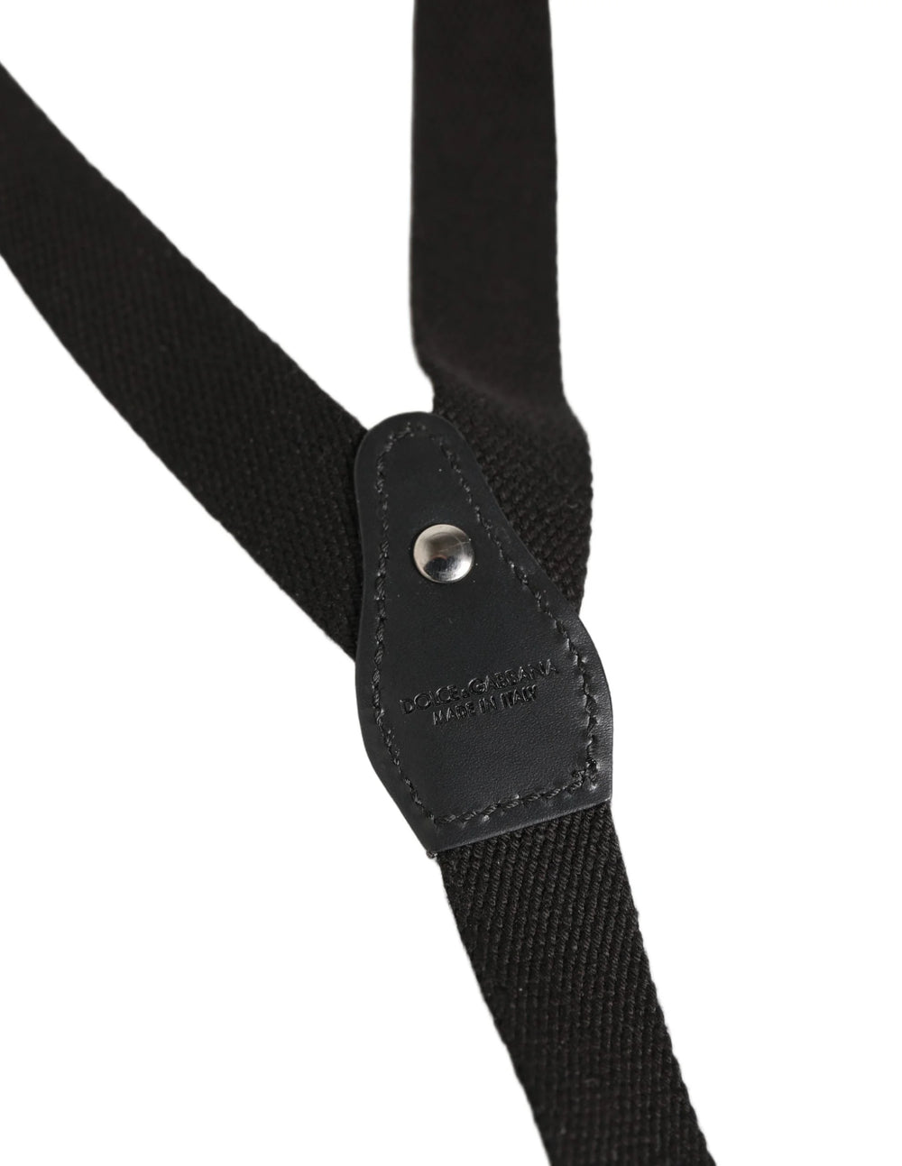 Dolce & Gabbana Black Cotton Leather Elastic Y-back Metal Clips Suspender