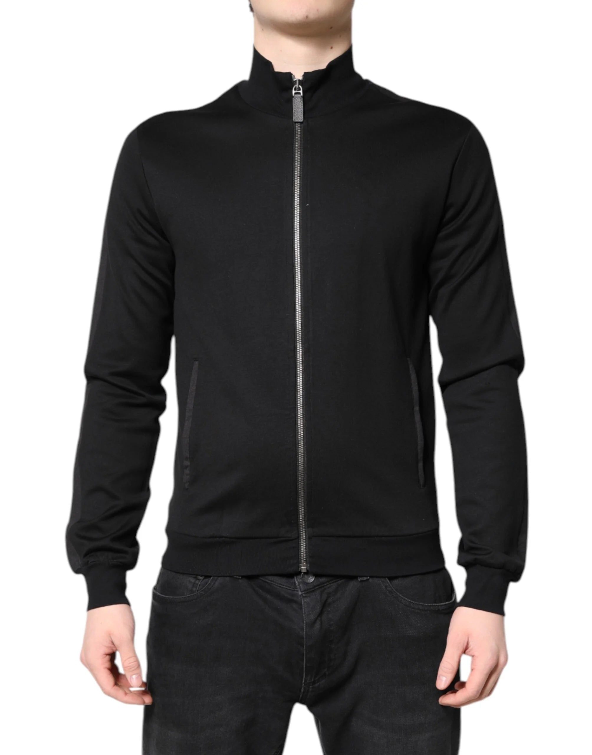 Dolce & Gabbana Black Cotton Logo Full Zip Men Bomber Jacket - IT44 | XS - Bomber Jackets