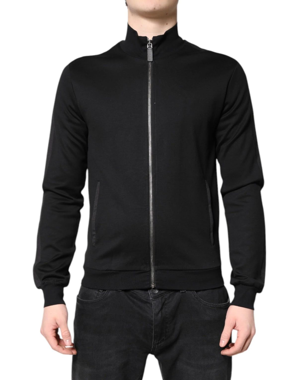 Dolce & Gabbana Black Cotton Logo Full Zip Men Bomber Jacket - IT44 | XS - Bomber Jackets
