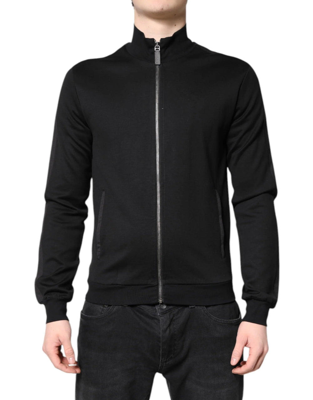 Dolce & Gabbana Black Cotton Logo Full Zip Men Bomber Jacket - IT44 | XS - Bomber Jackets
