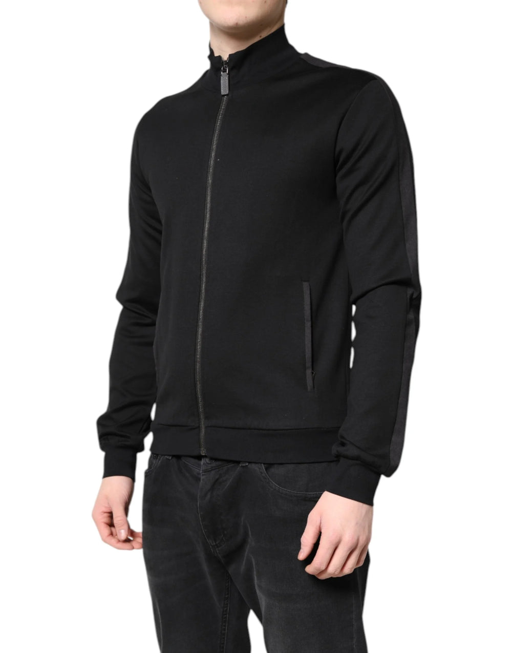 Dolce & Gabbana Black Cotton Logo Full Zip Men Bomber Jacket - IT44 | XS - Bomber Jackets
