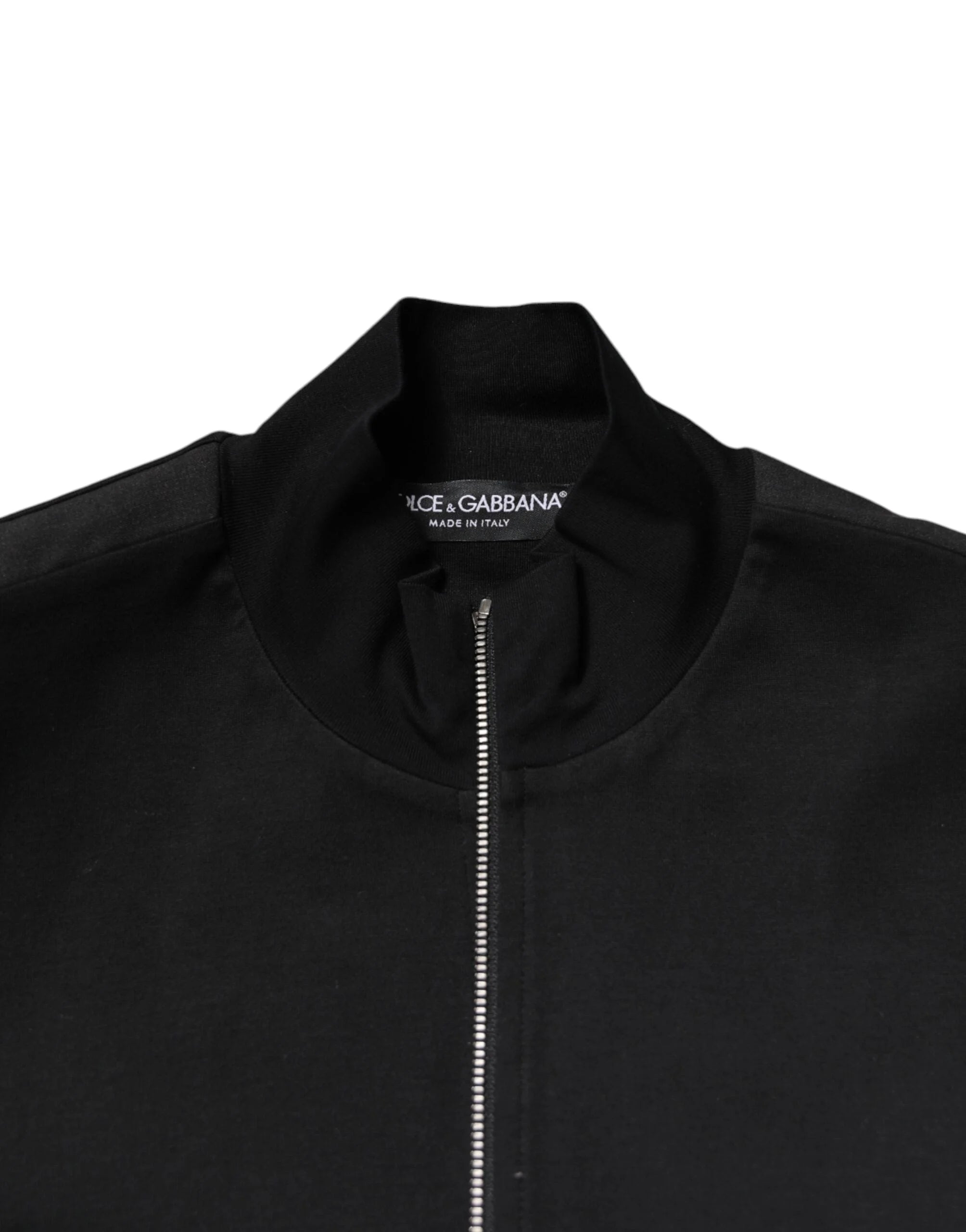 Dolce & Gabbana Black Cotton Logo Full Zip Men Bomber Jacket - IT44 | XS - Bomber Jackets