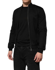 Dolce & Gabbana Black Cotton Logo Full Zip Men Bomber Jacket - Bomber Jackets