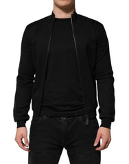 Dolce & Gabbana Black Cotton Logo Full Zip Men Bomber Jacket - Bomber Jackets