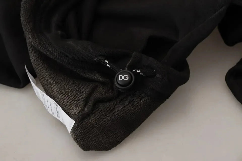 Dolce & Gabbana Black Cotton Logo Hooded Sweatshirt Sweater - IT46 | S - Hoodies